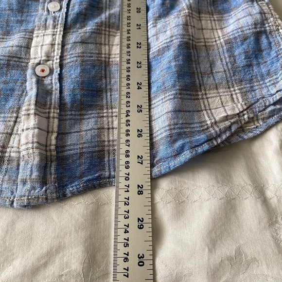 Weatherproof Vintage Washable Linen Men's Blue Plaid SS Button Up Shirt Small - Picture 10 of 11